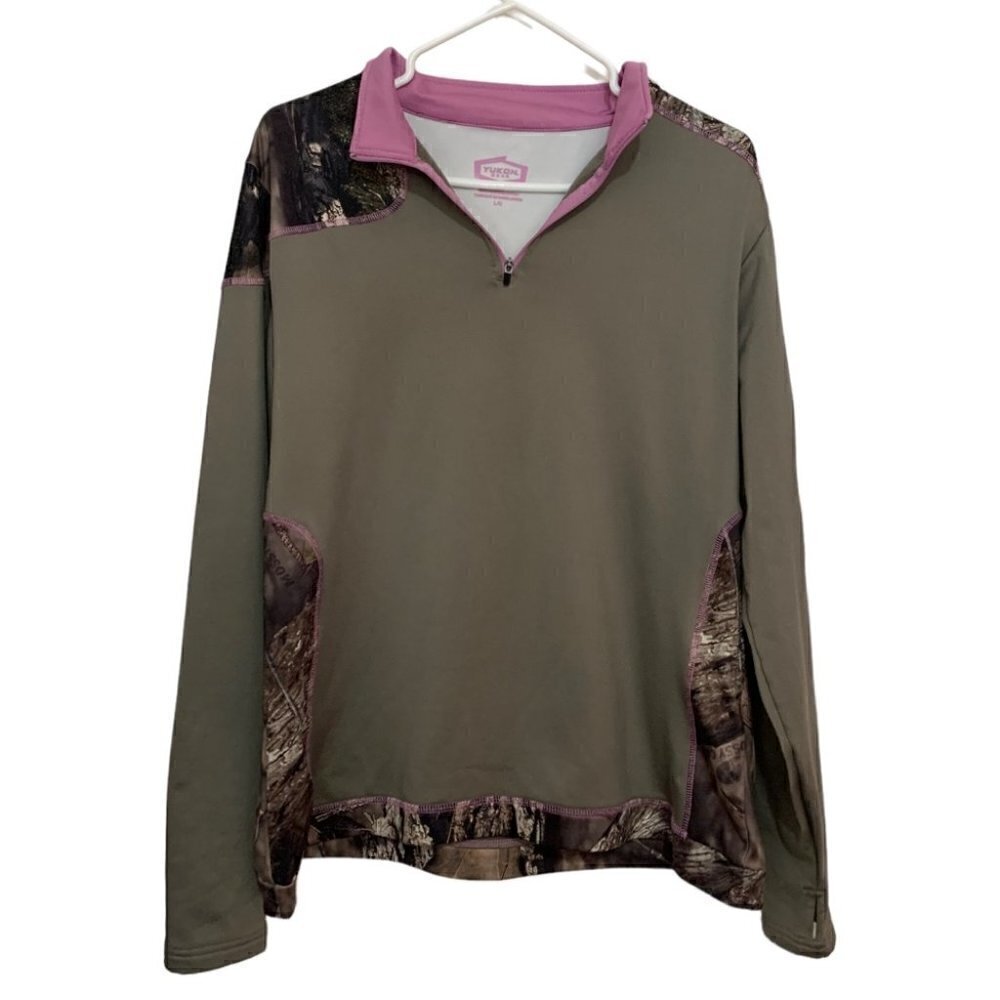 Yukon Gear 1/4 Zip Mossy Oak Camo Pullover with Pink Trim Women’s L - Picture 2 of 7